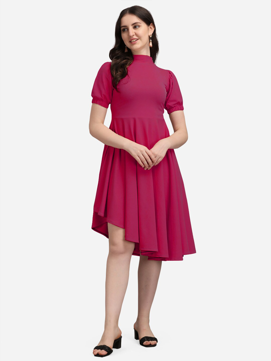 PURVAJA Pink Fit & Flare Dress