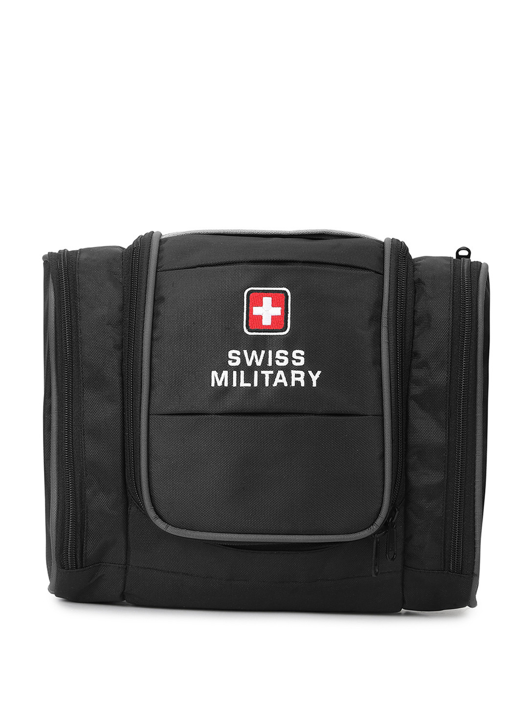 SWISS MILITARY Black Solid Utility Toiletry Bag