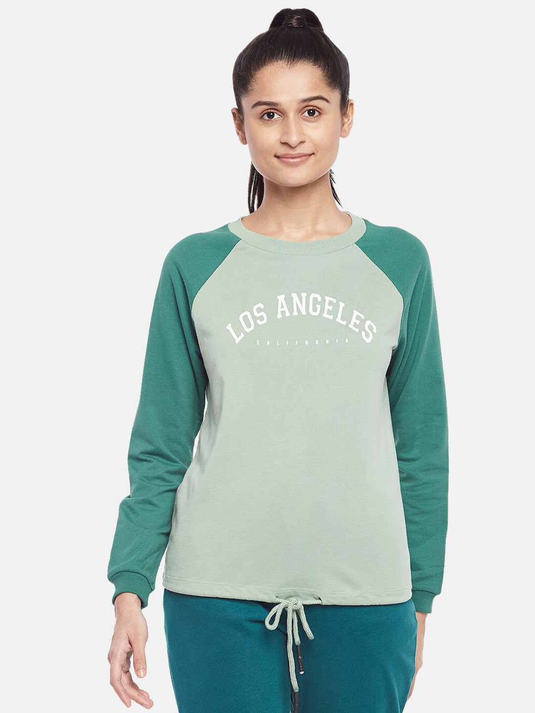 Ajile by Pantaloons Women Olive Green Printed Sweatshirt