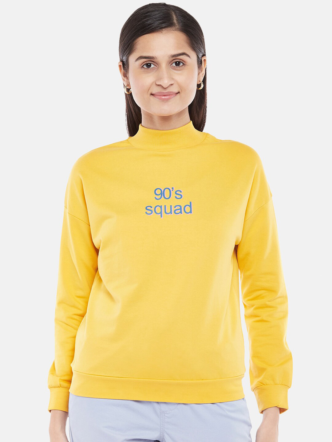 Honey by Pantaloons Women Yellow Printed Sweatshirt