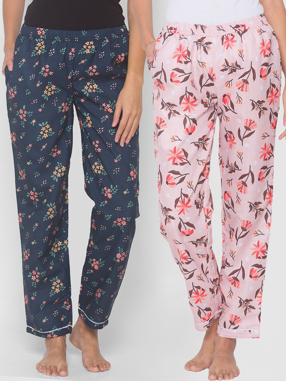 FashionRack Women Set of 2 Printed Cotton Lounge Pants