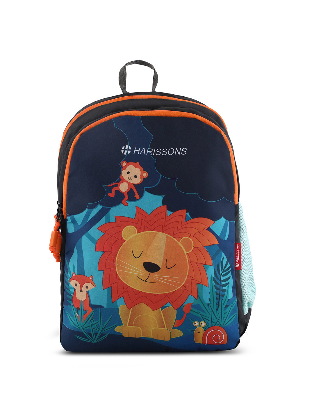 Harissons Lion Kids Cartoon Printed Blue & Orange 19L Water-Resistant School Backpack