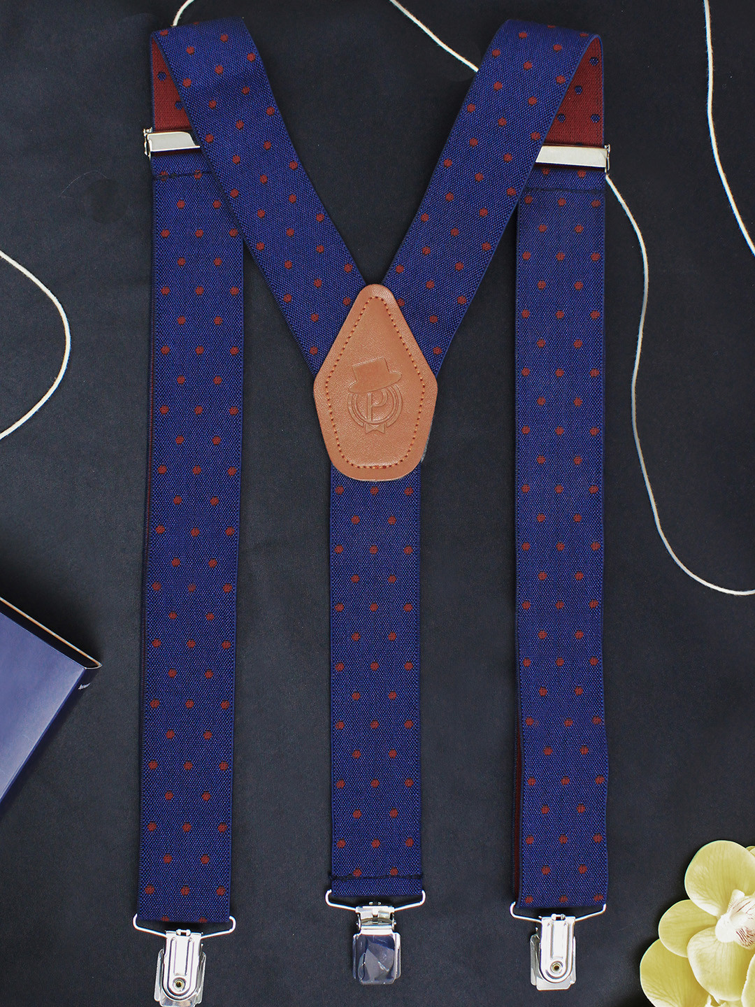 PELUCHE Men Blue Polka Dots Suspender