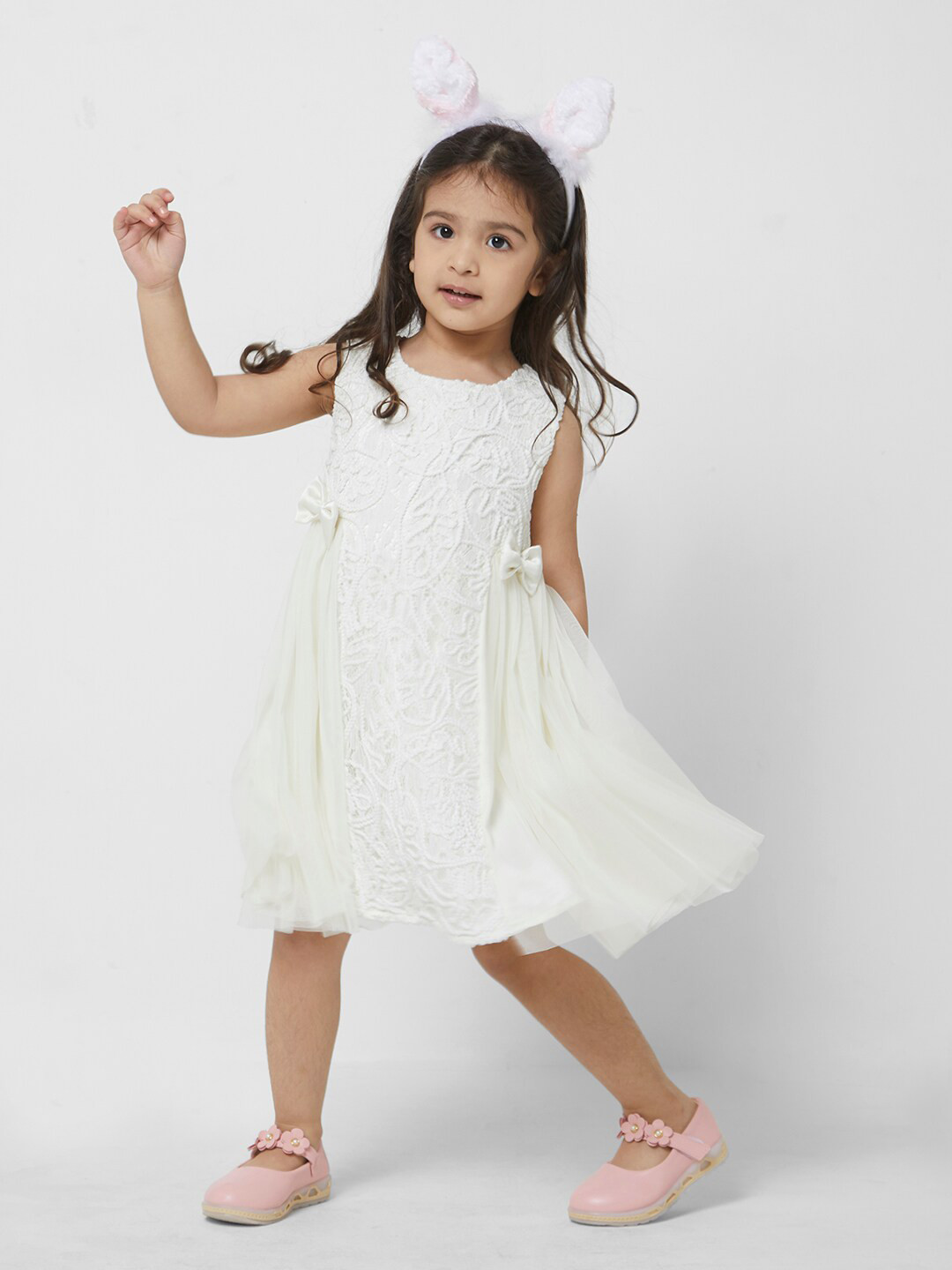 TIC TAC TOE Off White Floral A-Line Dress