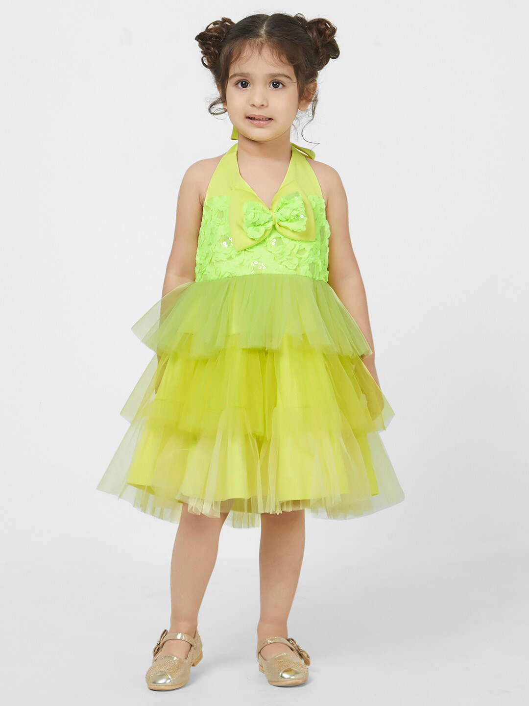 TIC TAC TOE Green Halter Neck Dress