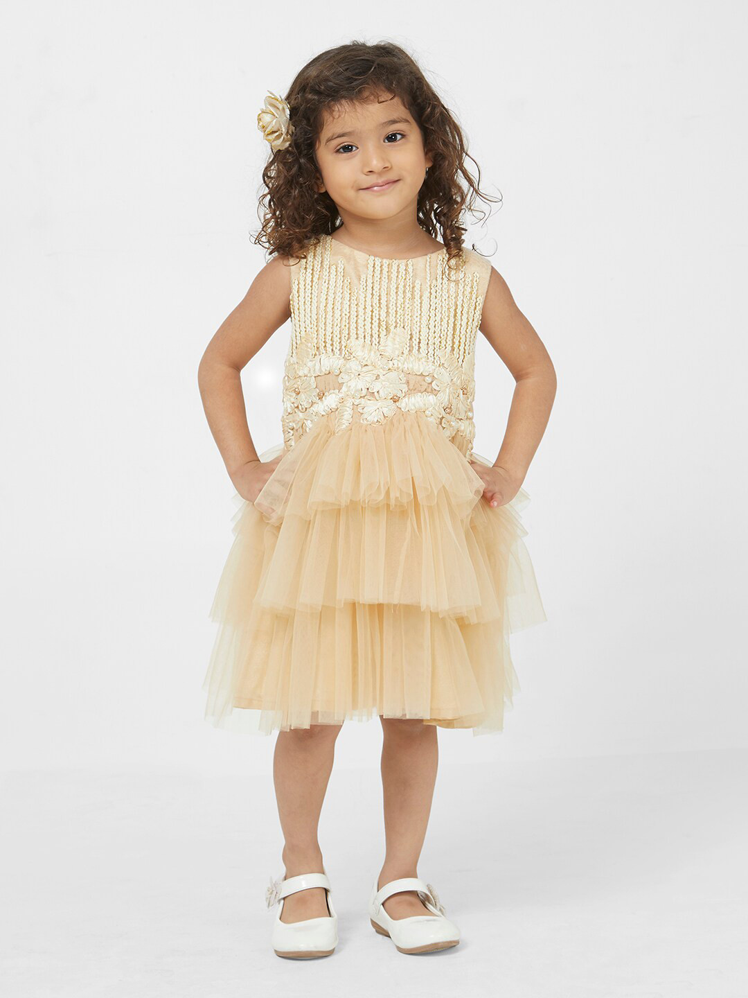 TIC TAC TOE Beige Layered Party Dress