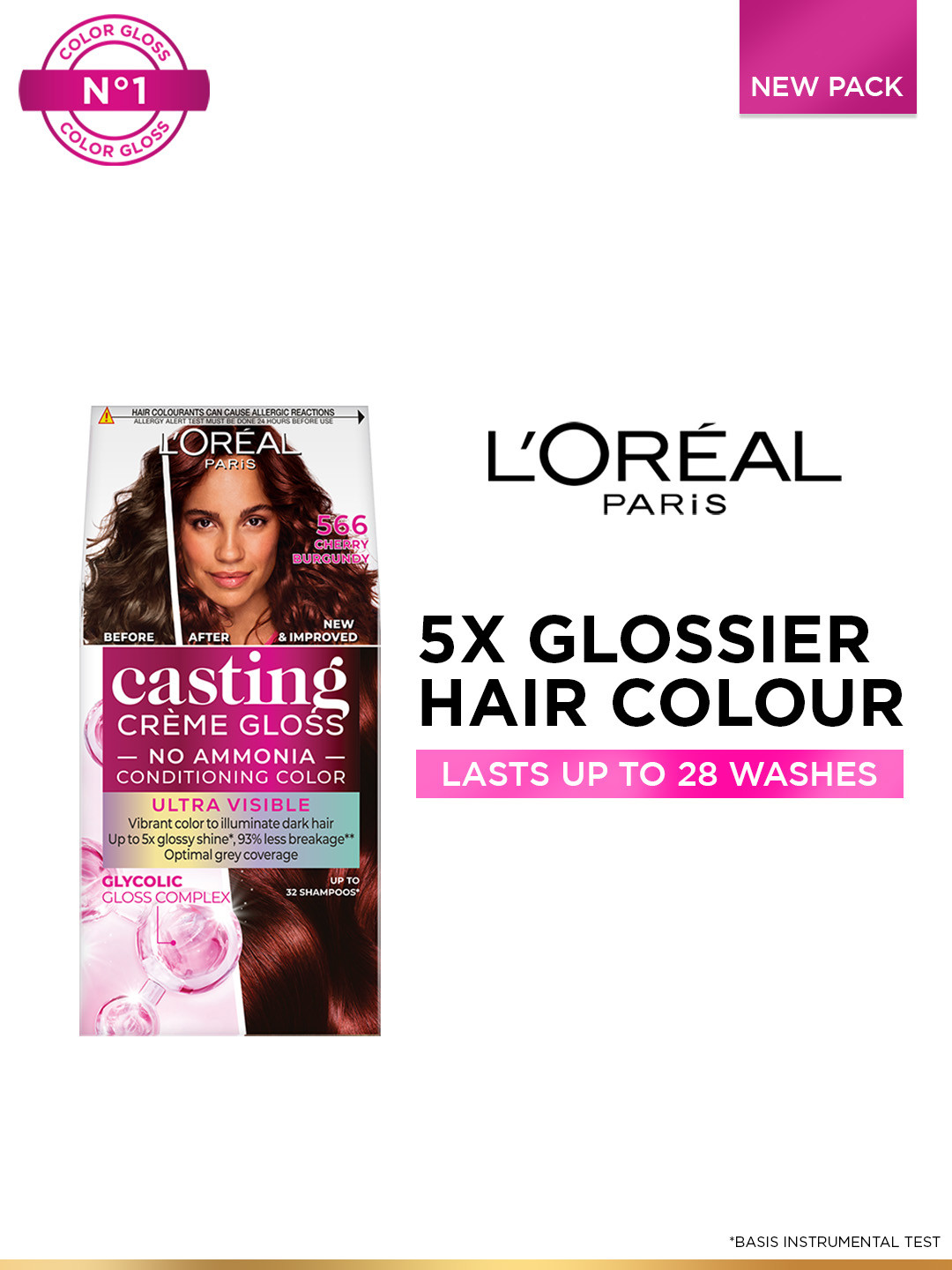 LOreal Paris Casting Creme Gloss Hair Color with Glycolic Gloss Complex - Burgundy 566