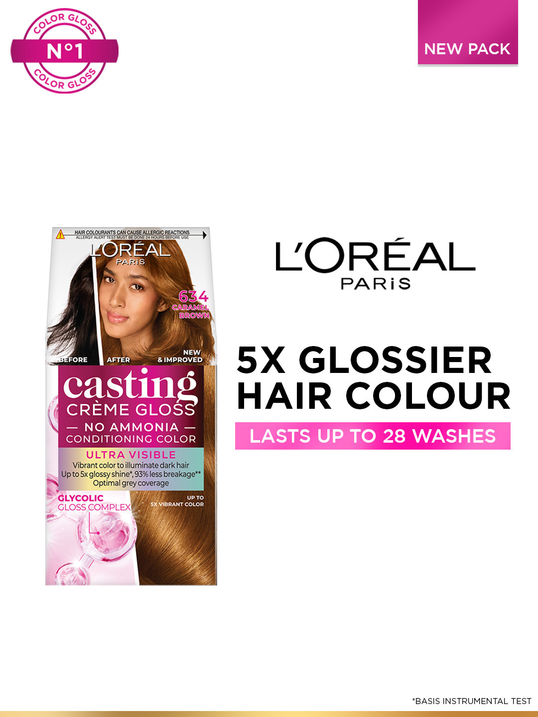LOreal Casting Creme Gloss Hair Color with Glycolic Gloss Complex - Caramel Brown 634