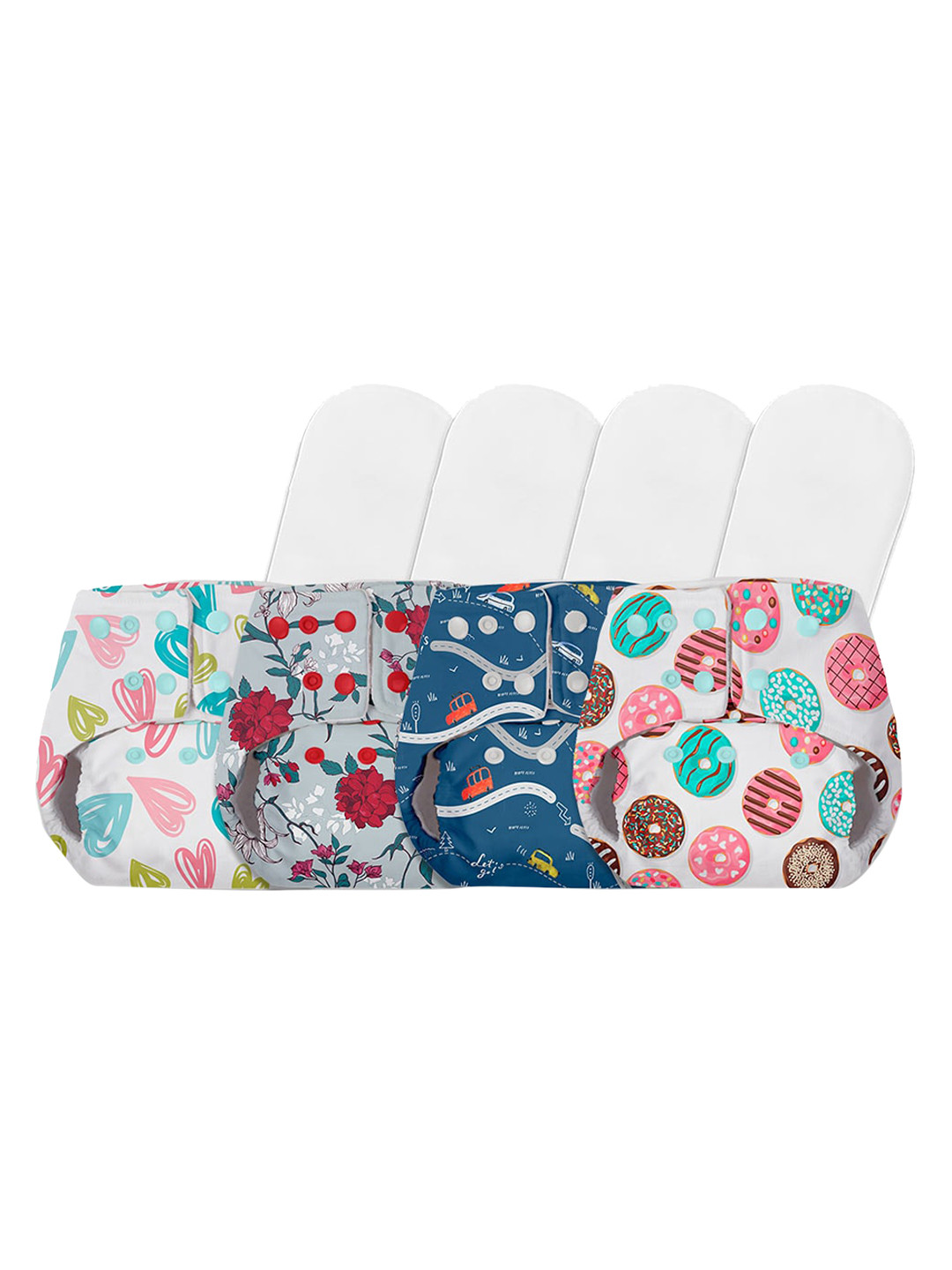 BASIC by SuperBottoms Multi Pack of 4 Sustainable Reusable Diapers