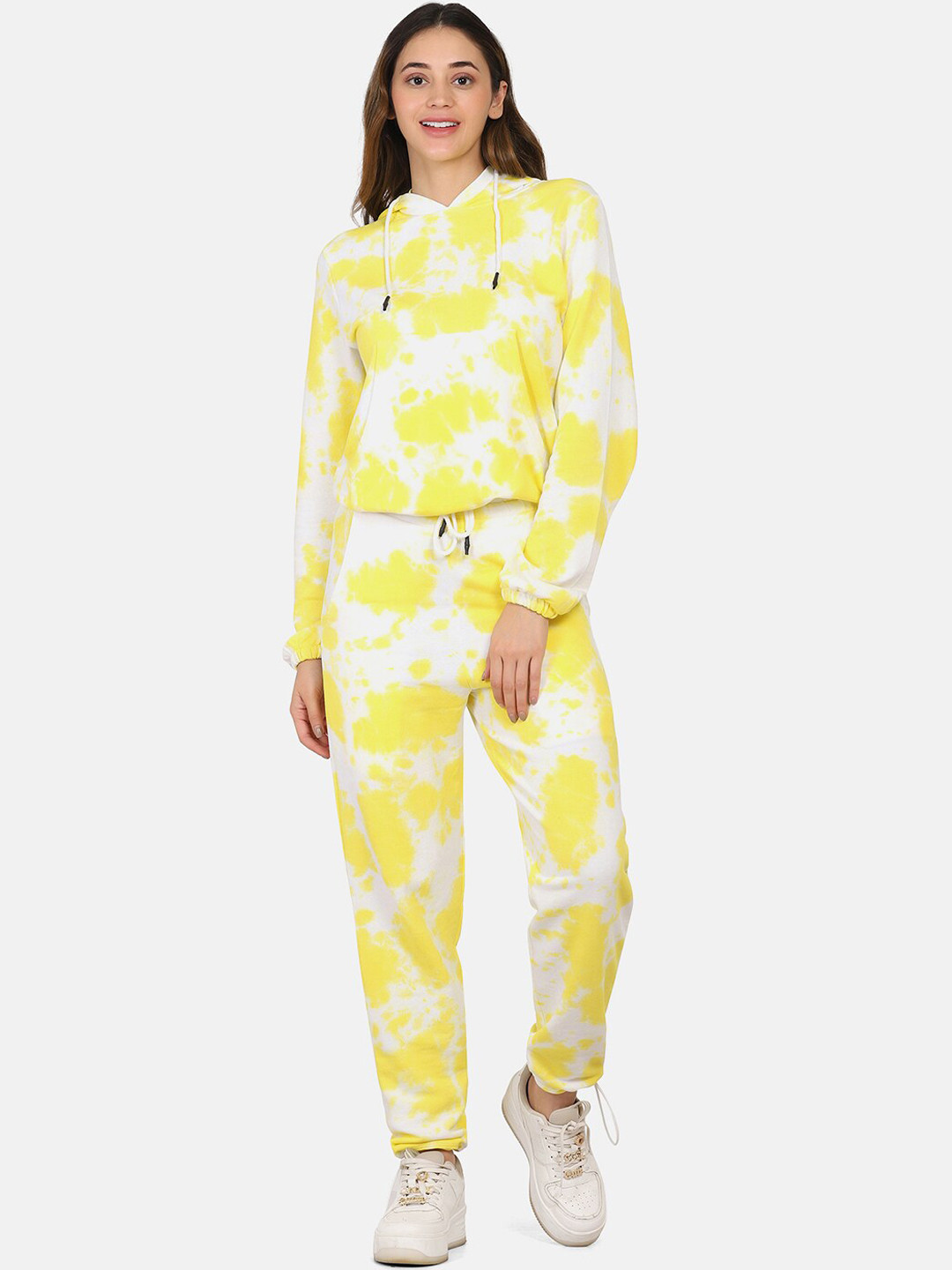 Aesthetic Bodies Women Yellow & White Tie & Dye Co-ords