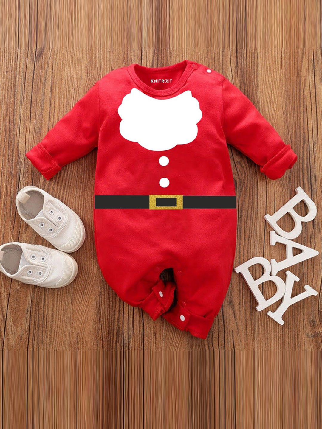KNITROOT Red & White Santa Costume Rompers