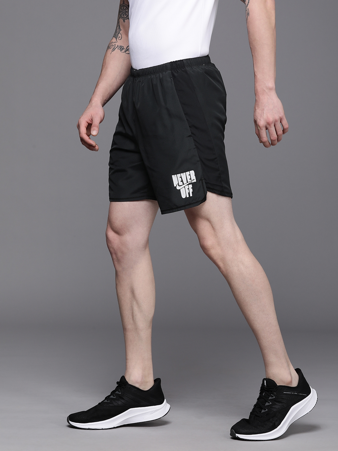 Nike Men Black Solid Brand Logo Printed Sports Shorts
