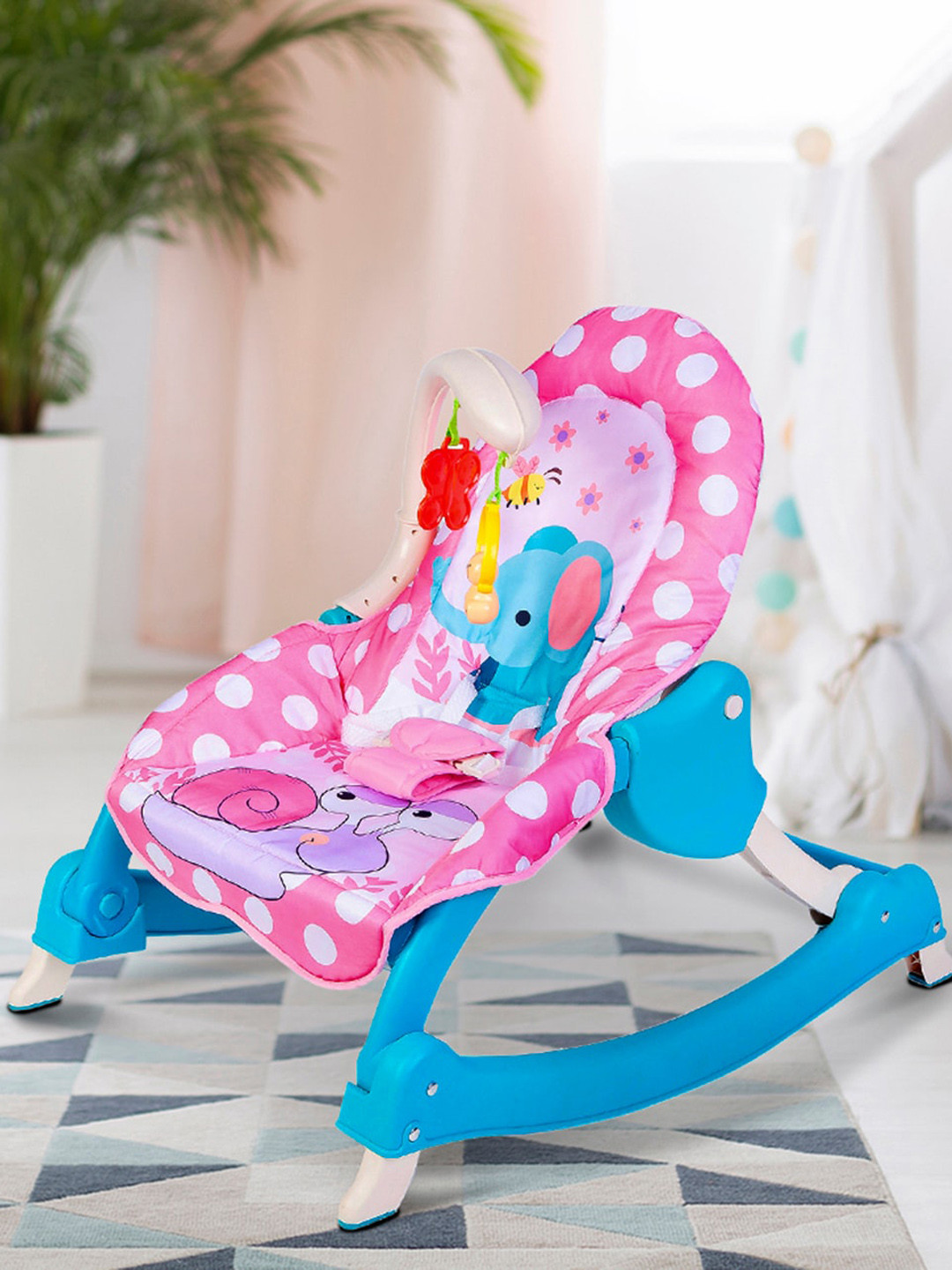 Baby Moo Pink 3 Adjustable Level Backrest Musical Baby Rocking Chair