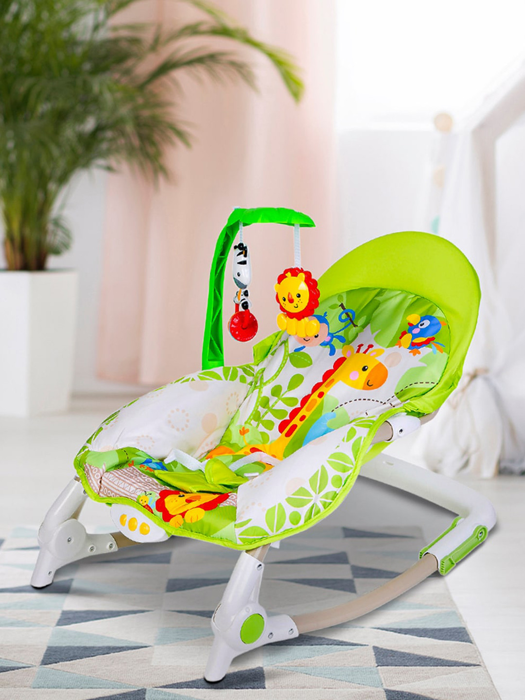 Baby Moo Greeb Portable Musical  Rocker With Hanging Toys