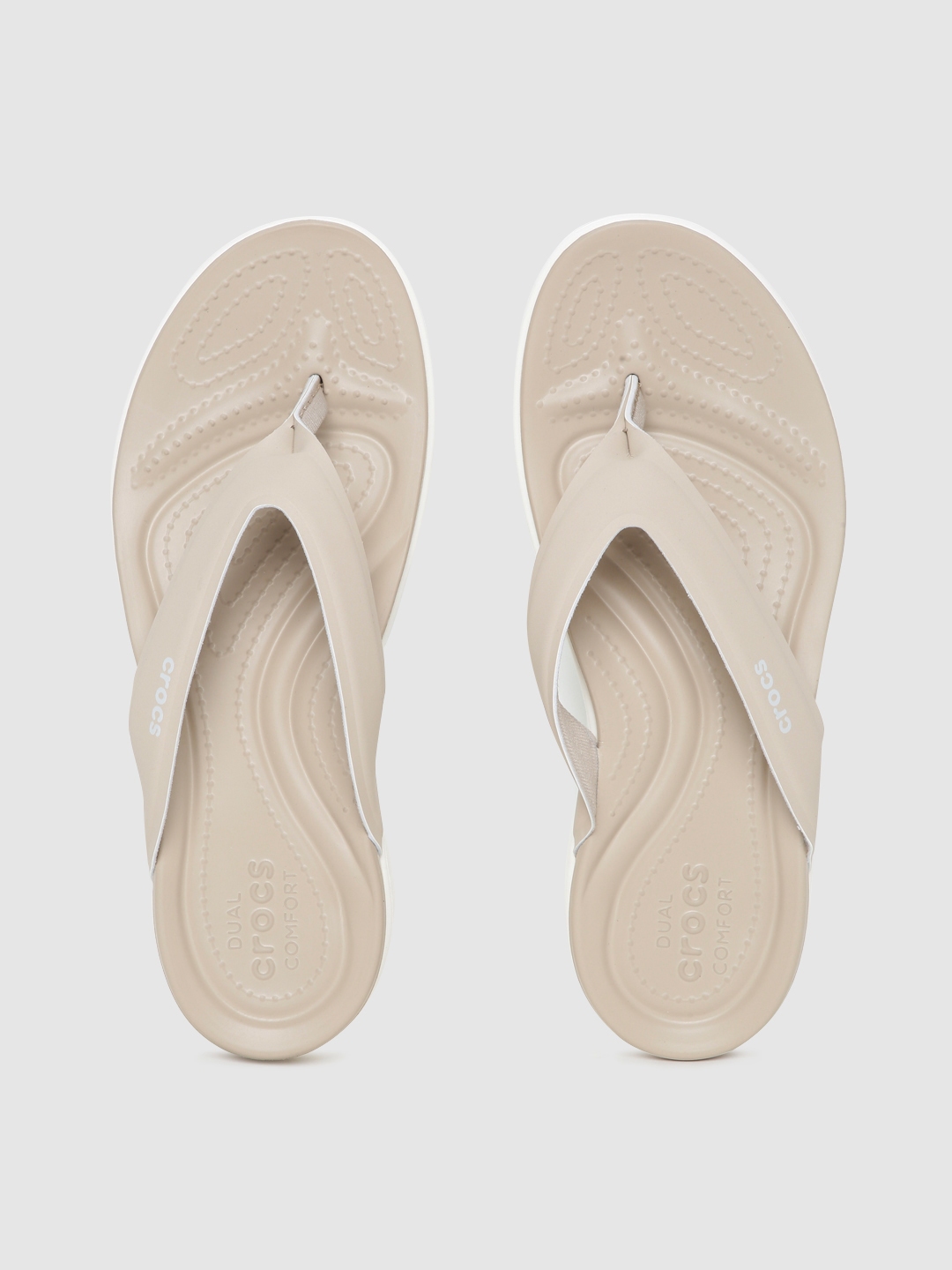 Buy Crocs Women Beige Self Design Croslite Sporty Thong Flip Flops Flip Flops for Women 16173560 Myntra