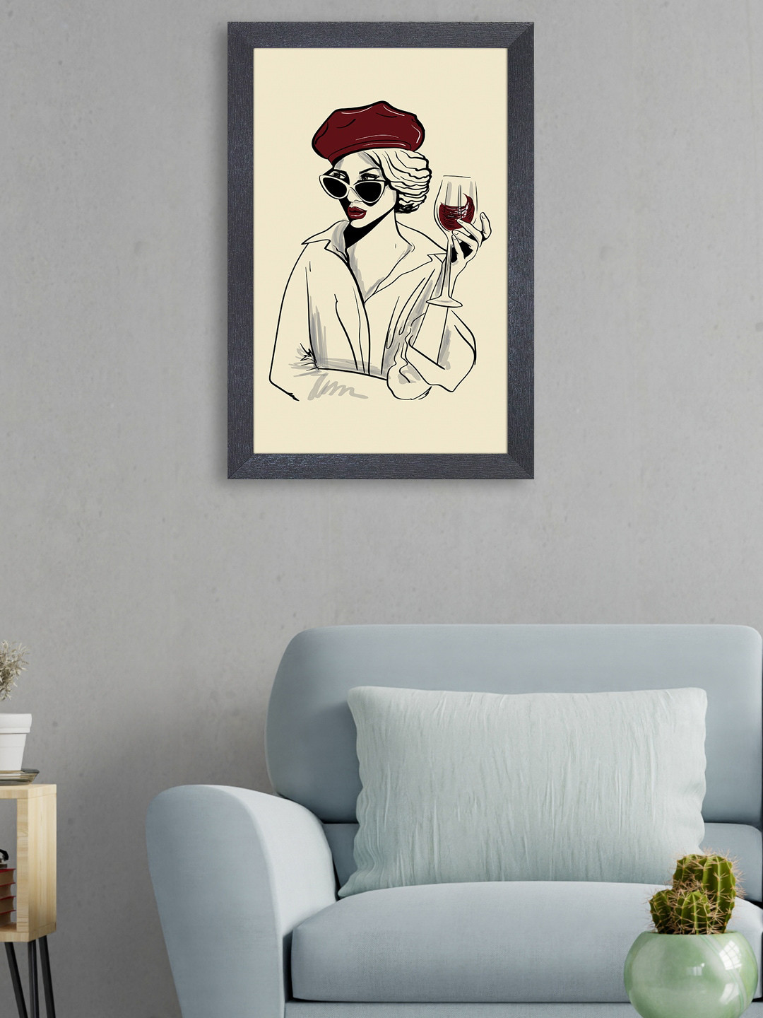 RANDOM Drinking Lady Paper Wall Rectangle Paintings Wall Art -18 x 12in