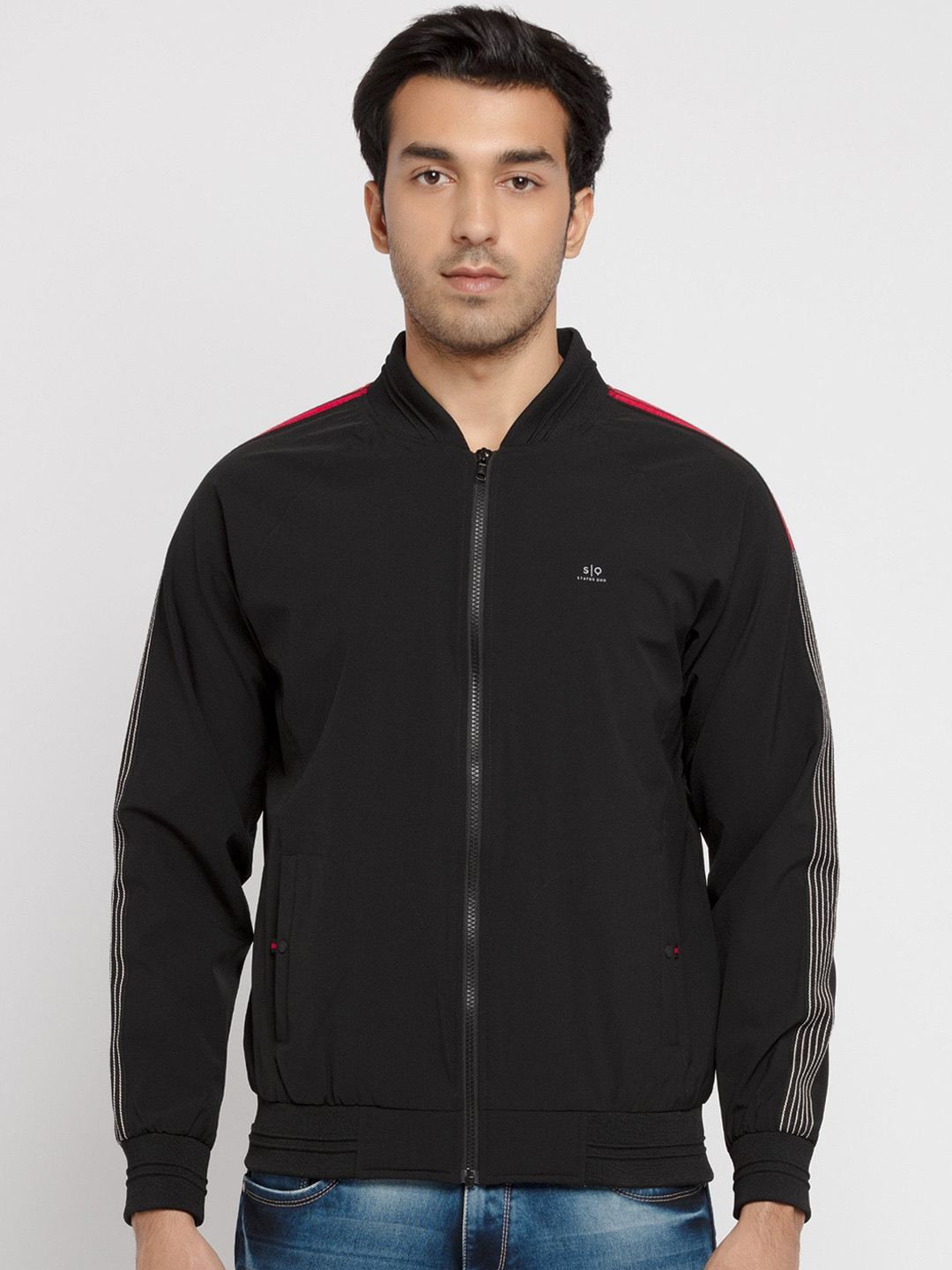 Status Quo Men Black Bomber Jacket