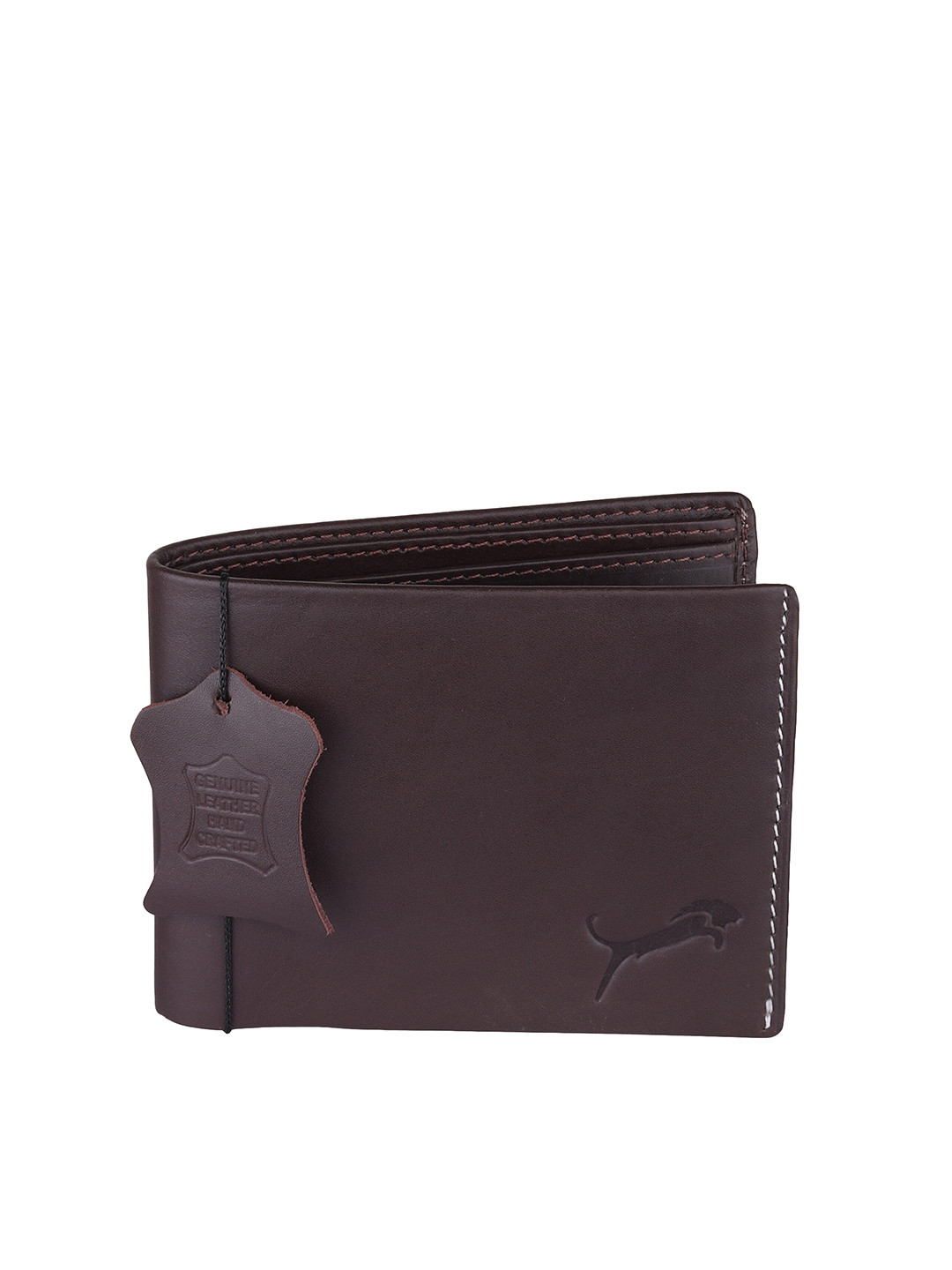 WILD EDGE Men Brown Genuine Leather Two Fold Wallet with SD Card Holder