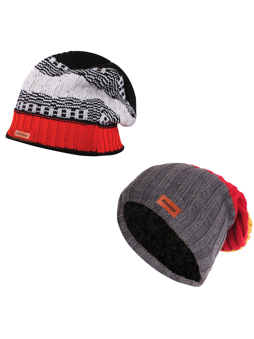 Knotyy Unisex Pack of 2 Acrylic Multicoloured Beanie