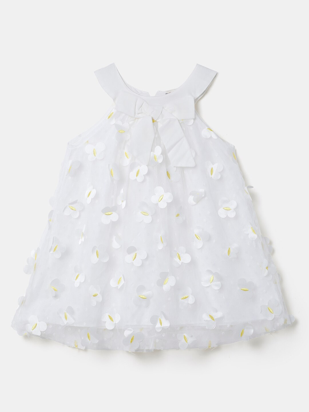 Hopscotch Girls White Floral Embellished Gown Dress