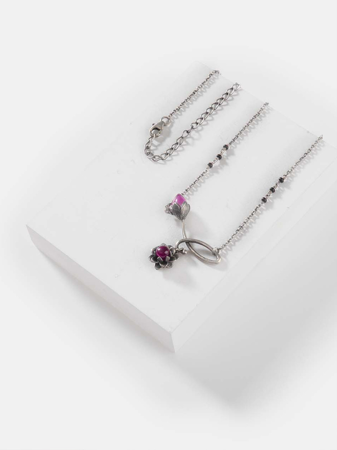 SHAYA Silver-Toned 925 Sterling Silver Beaded Necklace