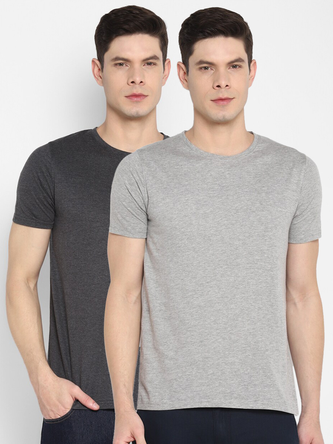 appulse Men Grey & Charcoal Pack of 2 T-shirts
