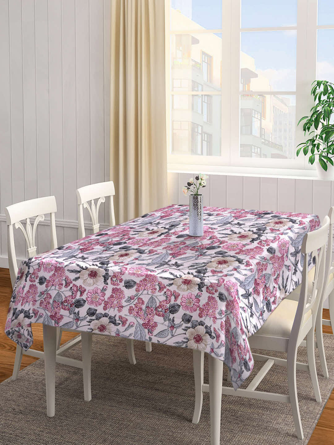Arrabi Multicoloured Floral Printed 6 Seater Table Cover