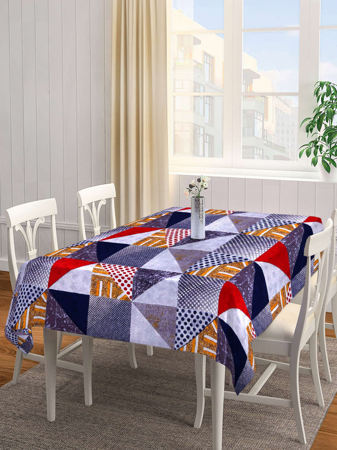 Arrabi Multi Geometric Cotton Blend 6 Seater Table Cover
