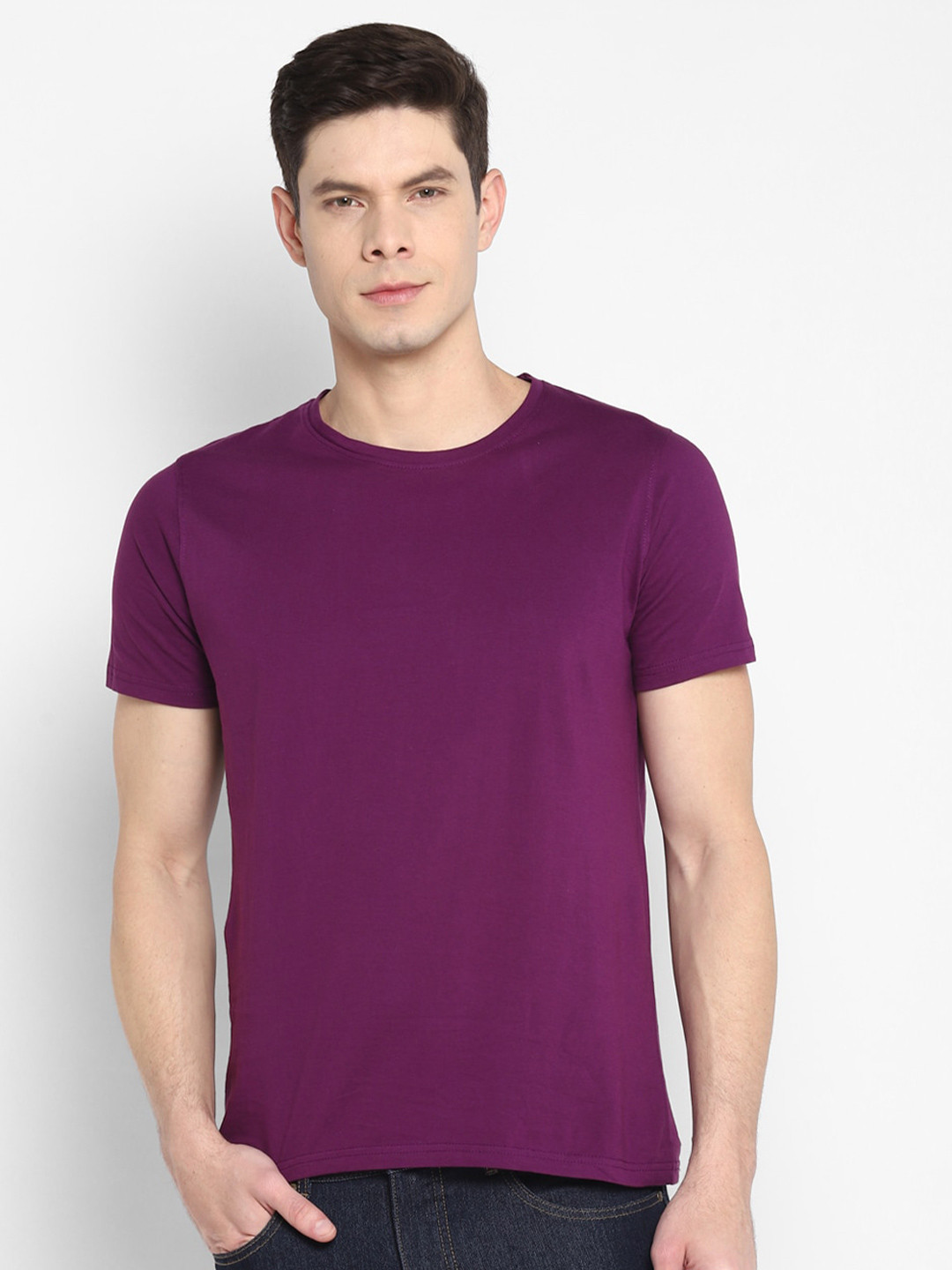 appulse Men Violet Cotton T-shirt