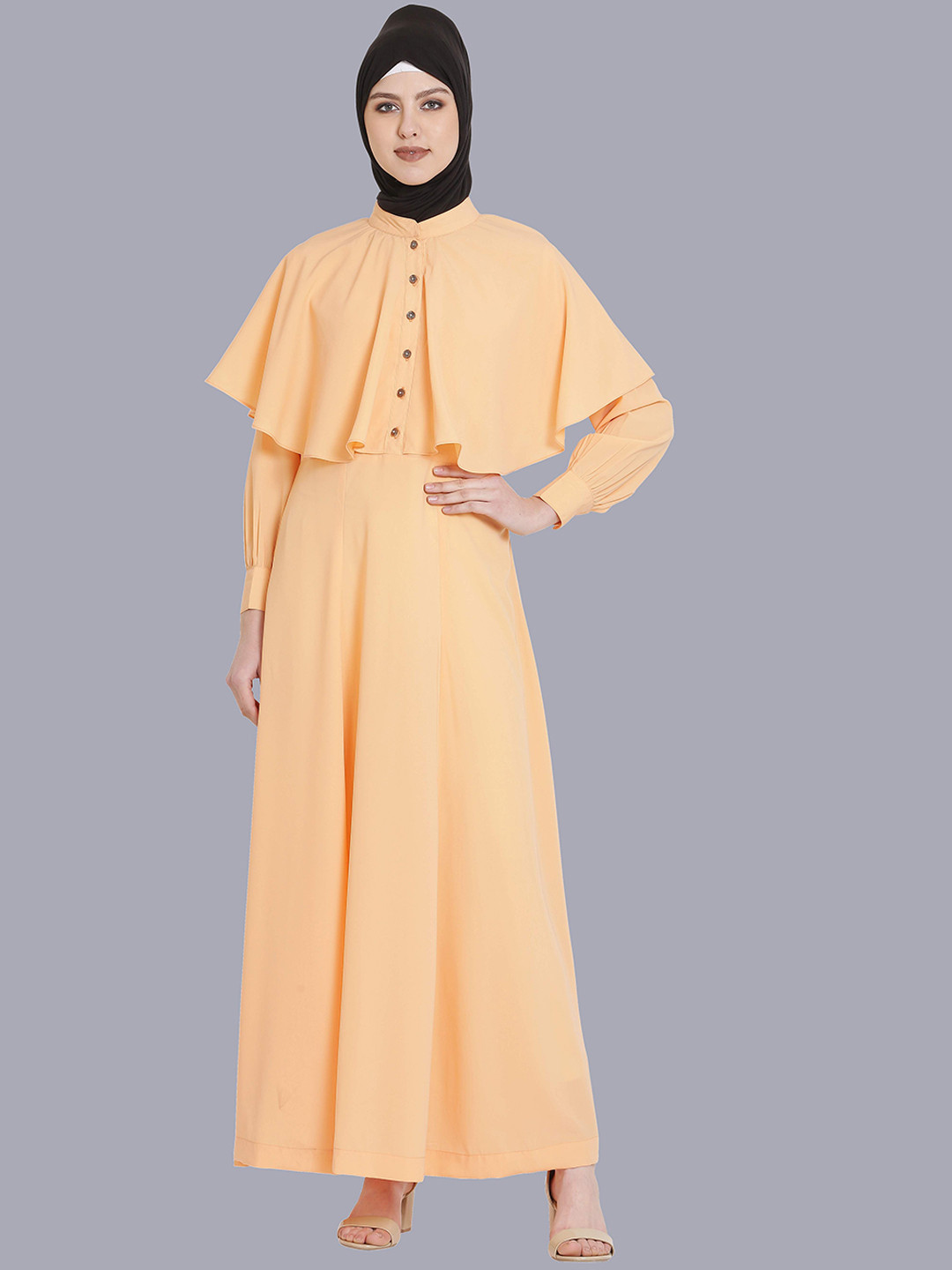 MOMIN LIBAS Women Peach-Coloured Solid Abaya Burqa