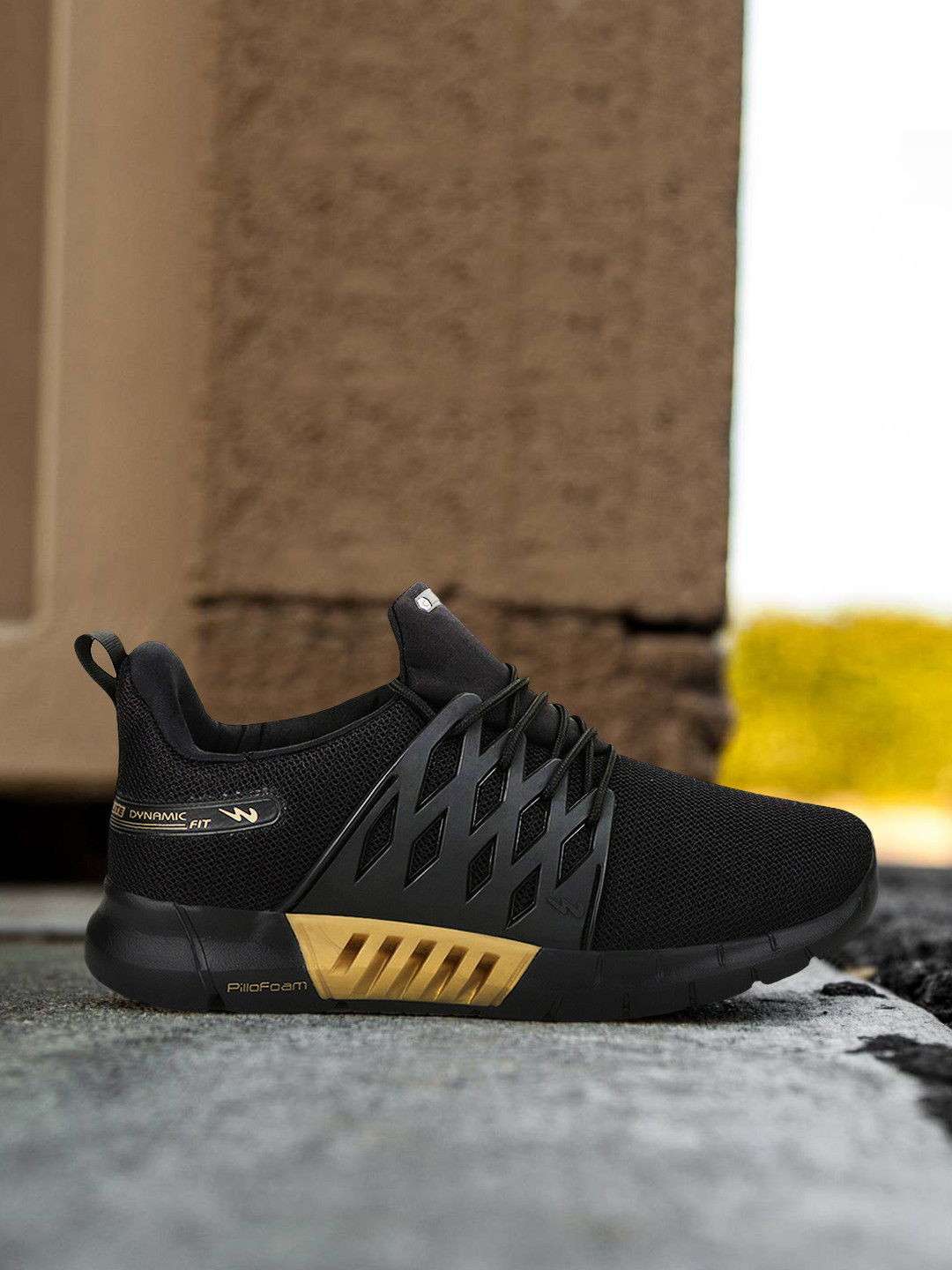 Campus Men BELGIUM PLUS Black Mesh Running Shoes