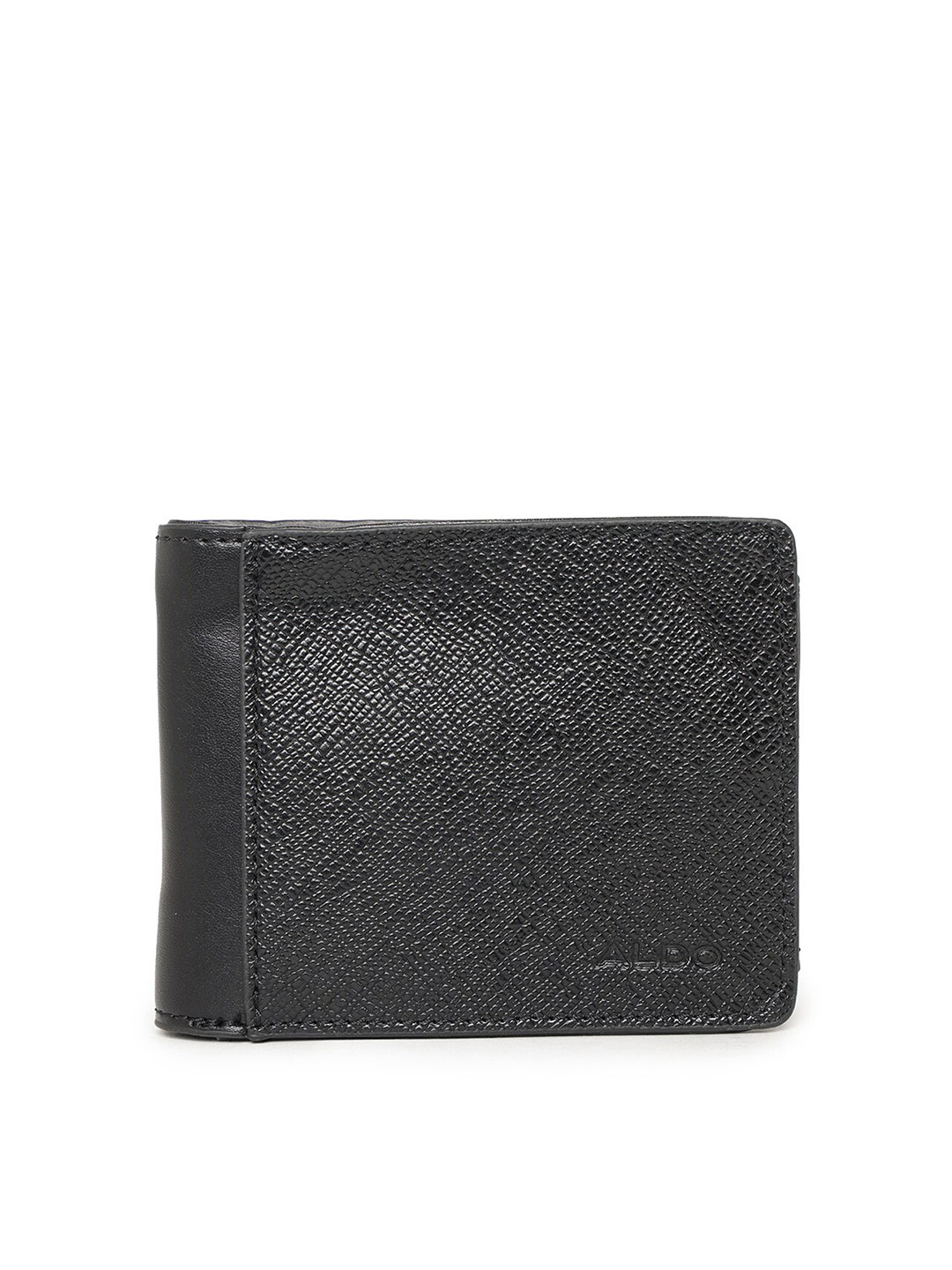 ALDO Men Black Textured Two Fold Wallet