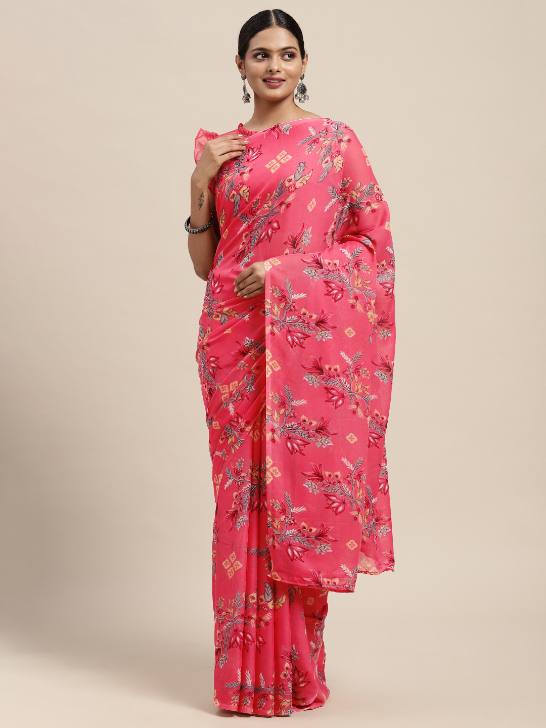 KALINI Pink Floral Saree