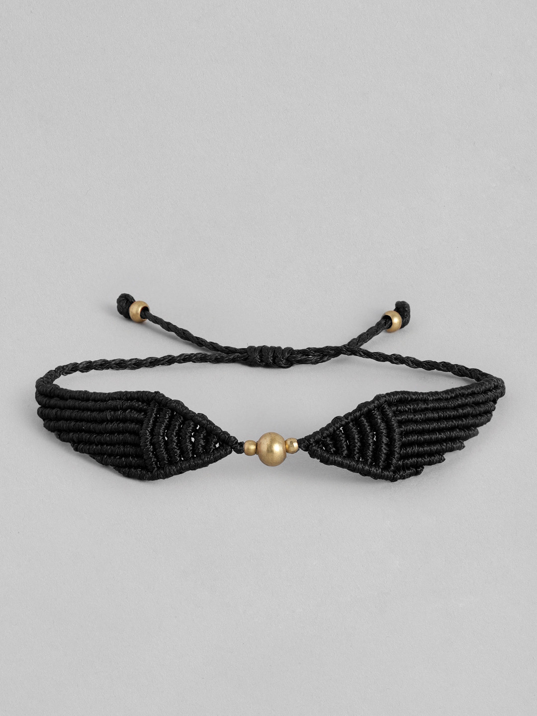 EL REGALO Unisex Black & Gold-Toned Macrame Snitch Handcrafted Wraparound Bracelet