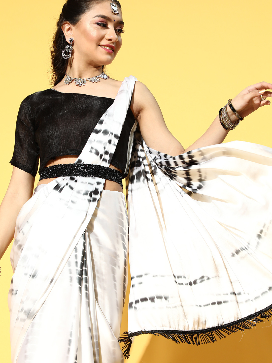 Mitera Tie and Dye Satin Saree