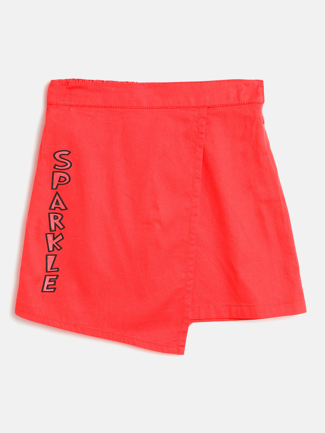 toothless Coral & Black Pure Cotton Solid Skirt