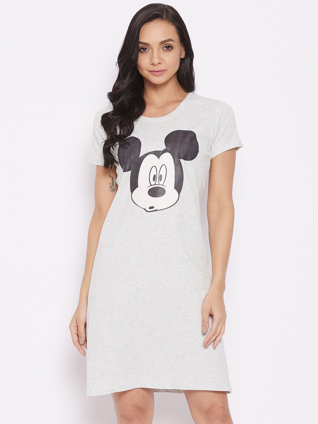 Disney by Wear Your Mind Grey Melange Printed Nightdress