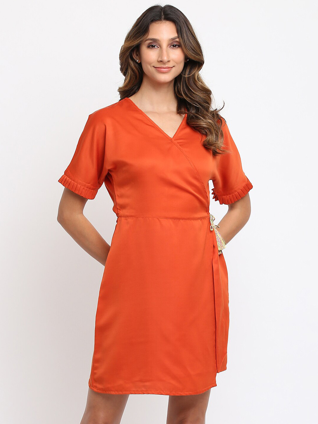 am ma Orange Wrap Dress