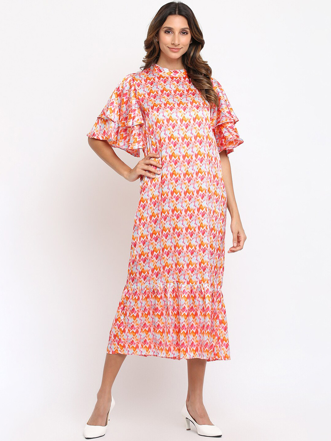 am ma Multicoloured Floral A-Line Midi Dress