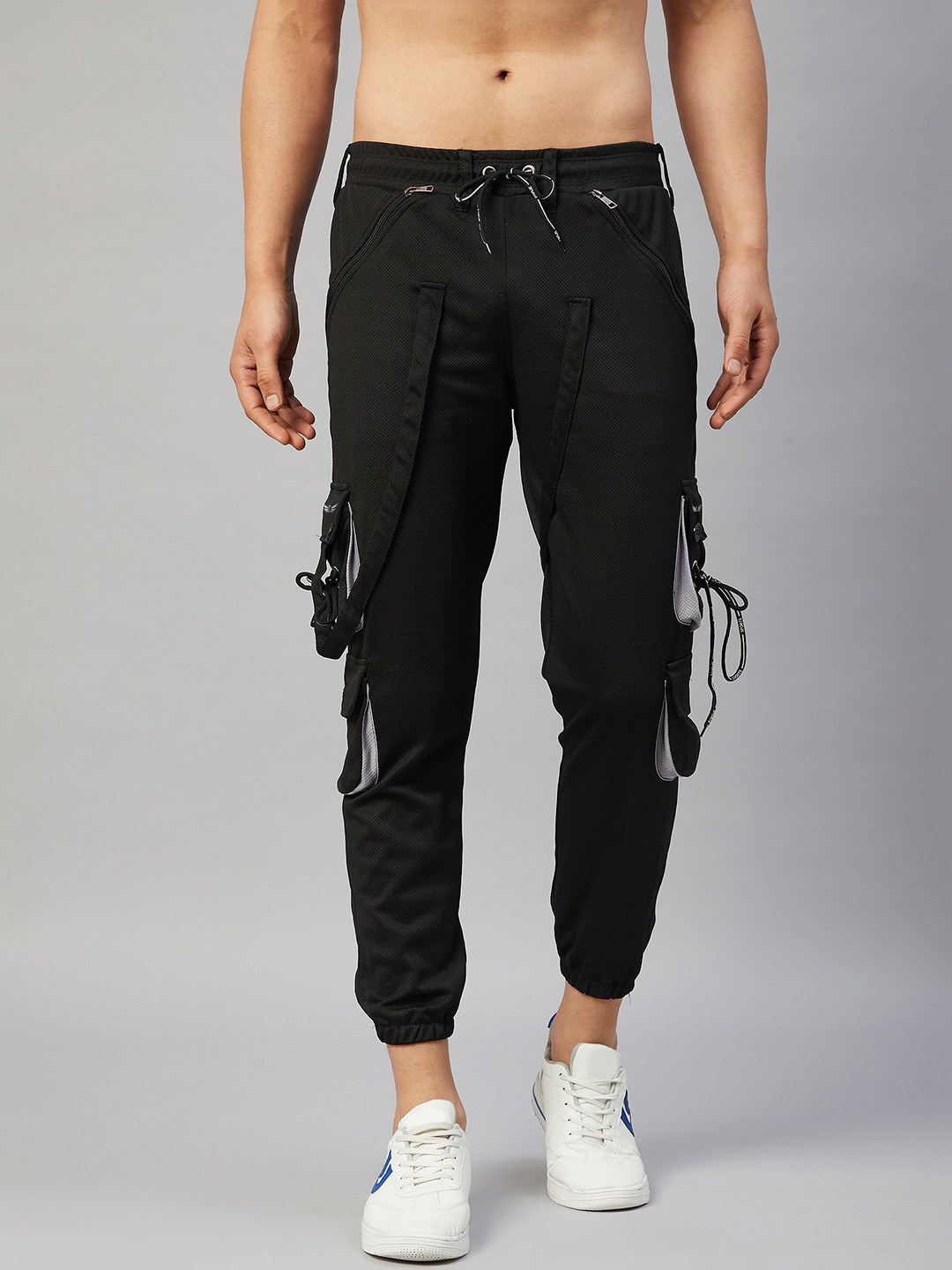CHROME & CORAL Men Black Original Wrinkle Free Joggers Trousers