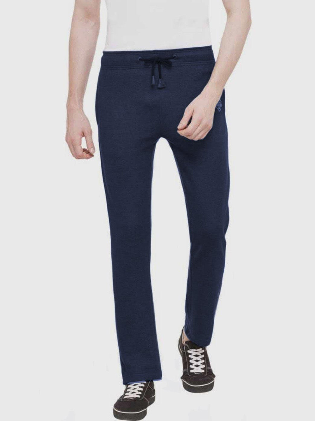 Status Quo Men Navy Blue Solid Track Pants