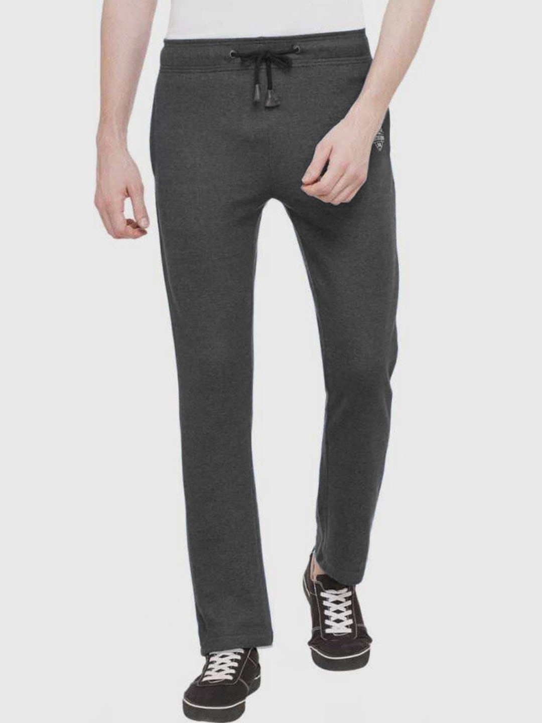 Status Quo Men Charcoal Grey Solid Track Pants