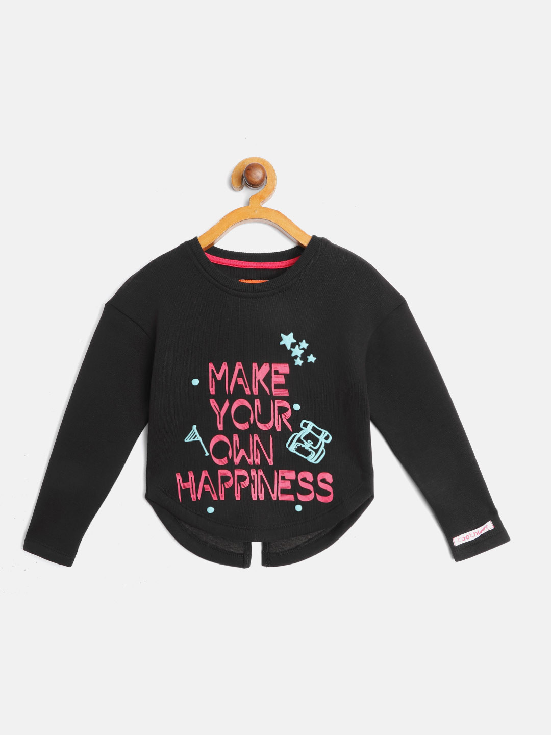 toothless Girls Black & Pink Printed Sweatshirt