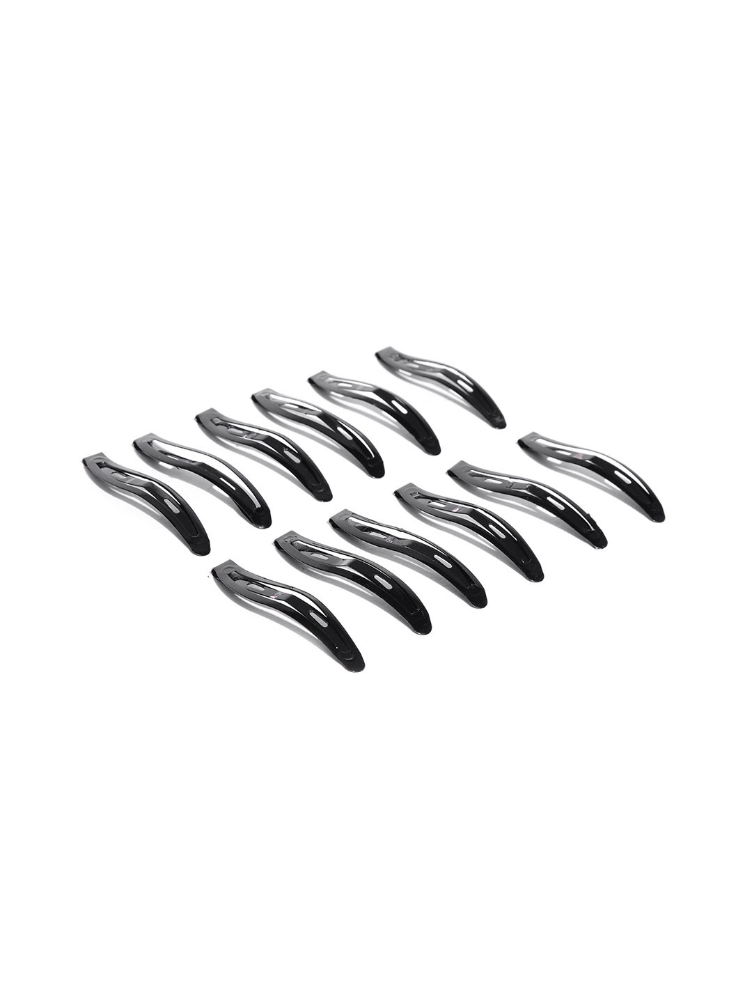 CHANDERKASH Women Set of 12 Black Solid Wave Shape Tic Tac Hair Clips