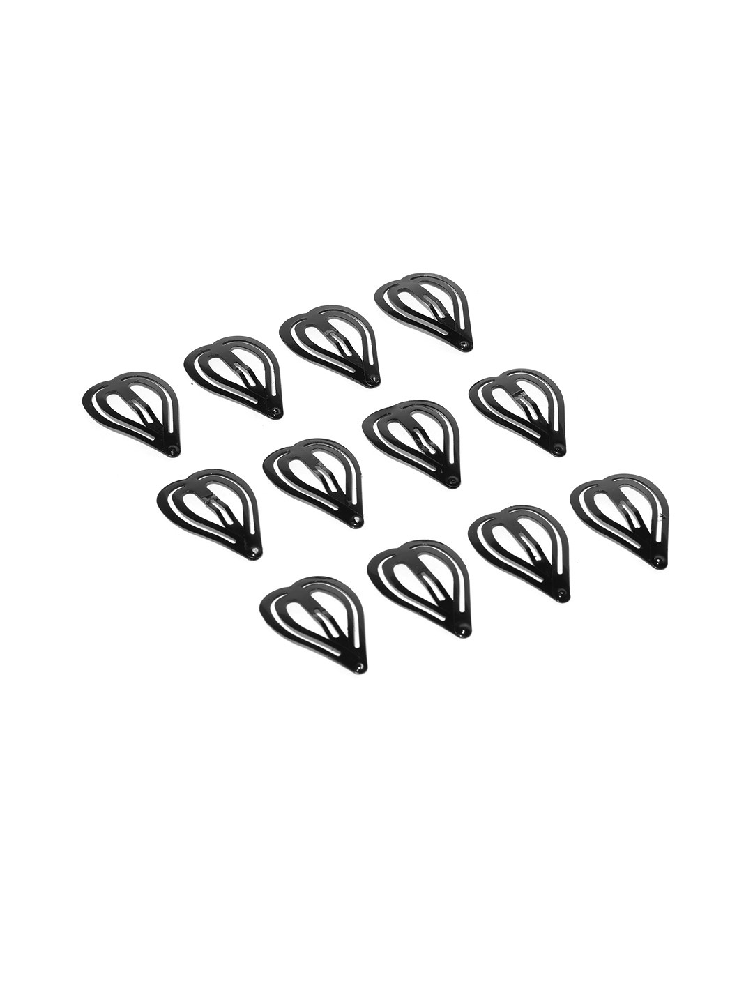 CHANDERKASH Women Set of 12 Black Solid Heart Shaped Tic Tac Hair Clips