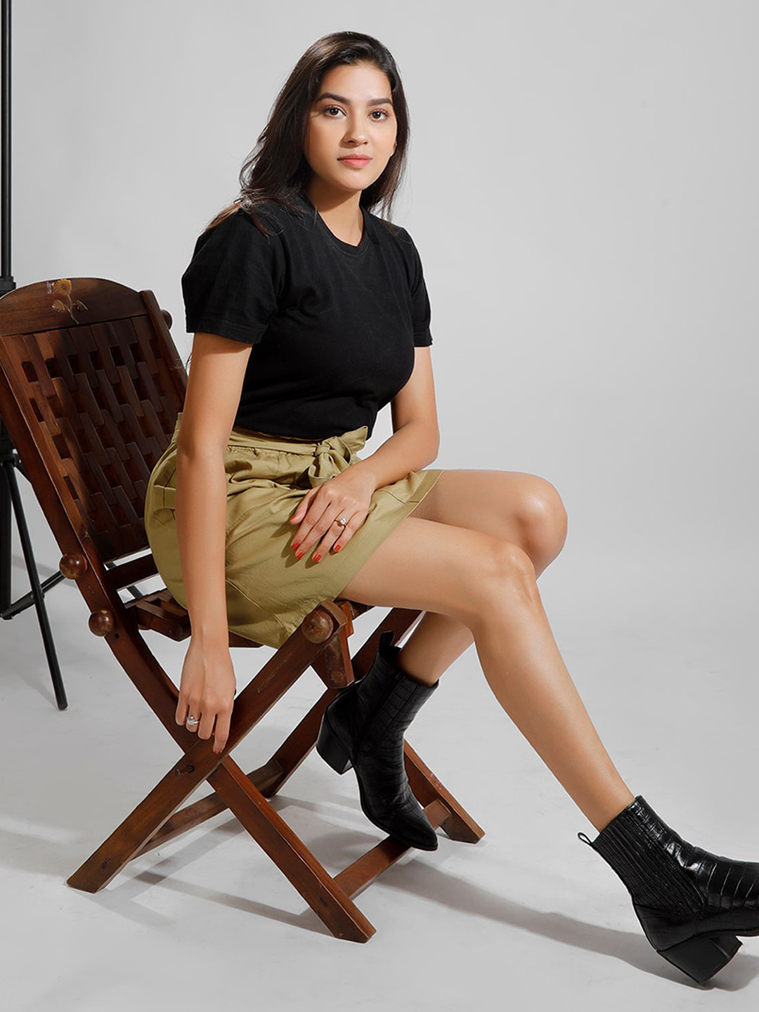 Dream of Glory Inc Women Khaki Solid Mini A-line Skirt