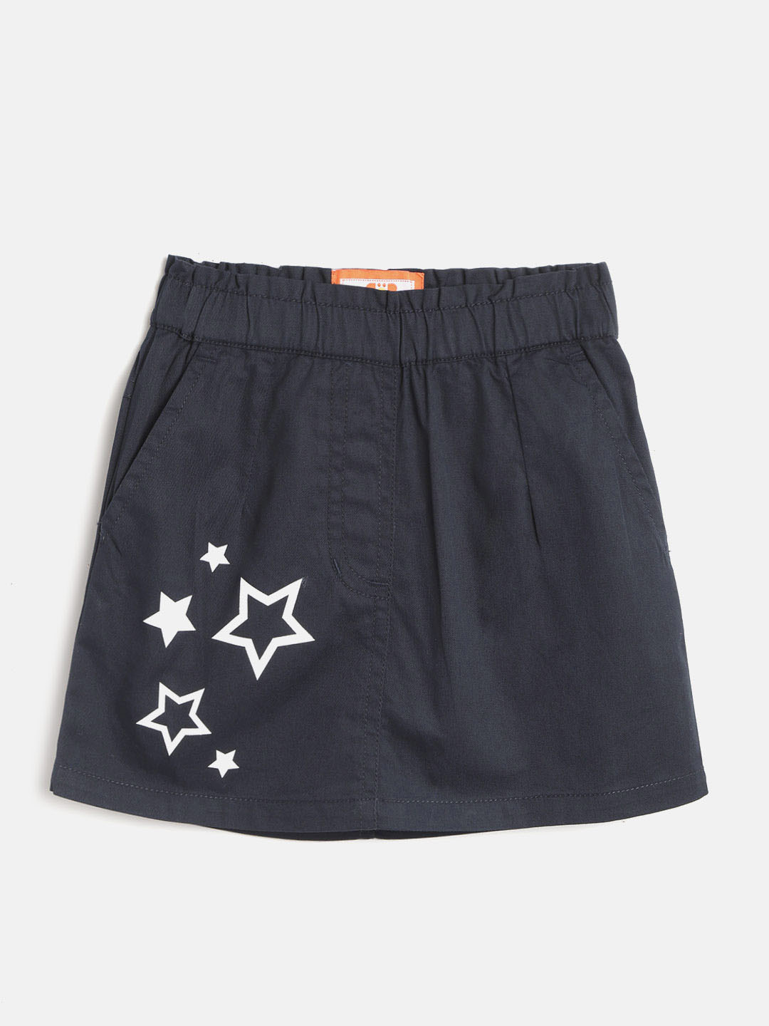 toothless Navy Blue & White Pure Cotton Star Print Skirt