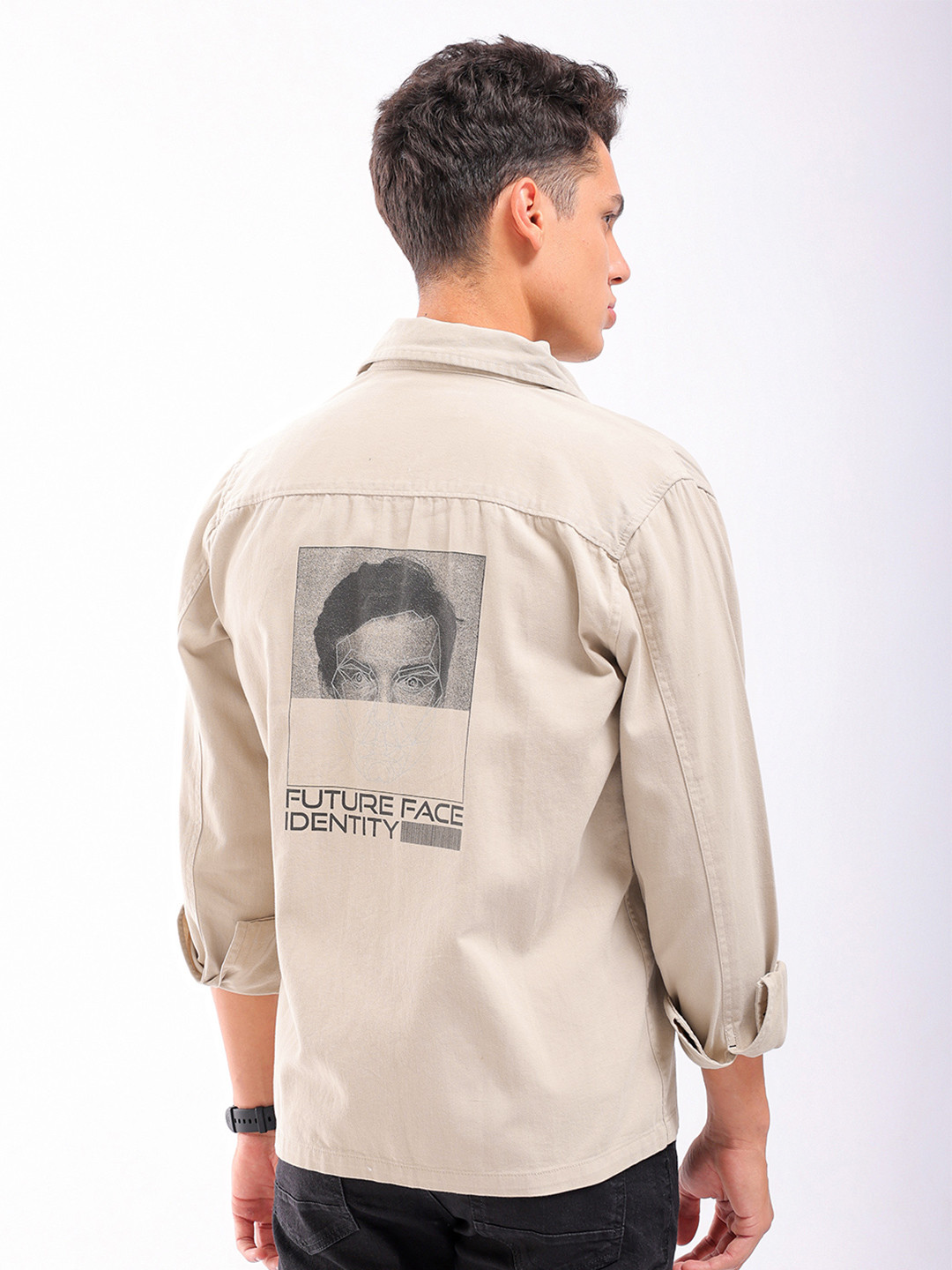 The Indian Garage Co Back Graphic Print Twill Slim Fit Pure Cotton Shirt