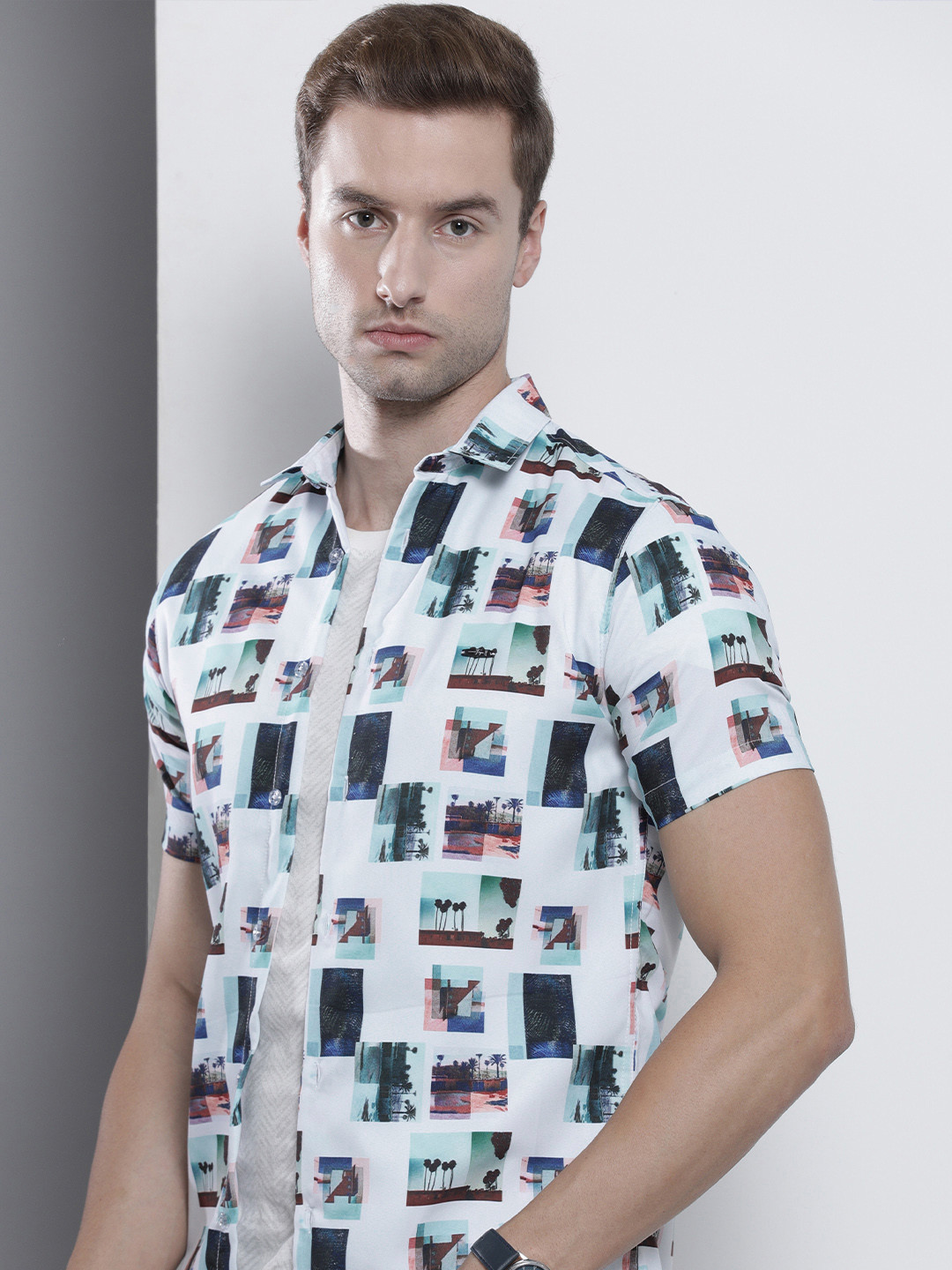 The Indian Garage Co Men Slim Fit Photo Printed Resortwear Shirt