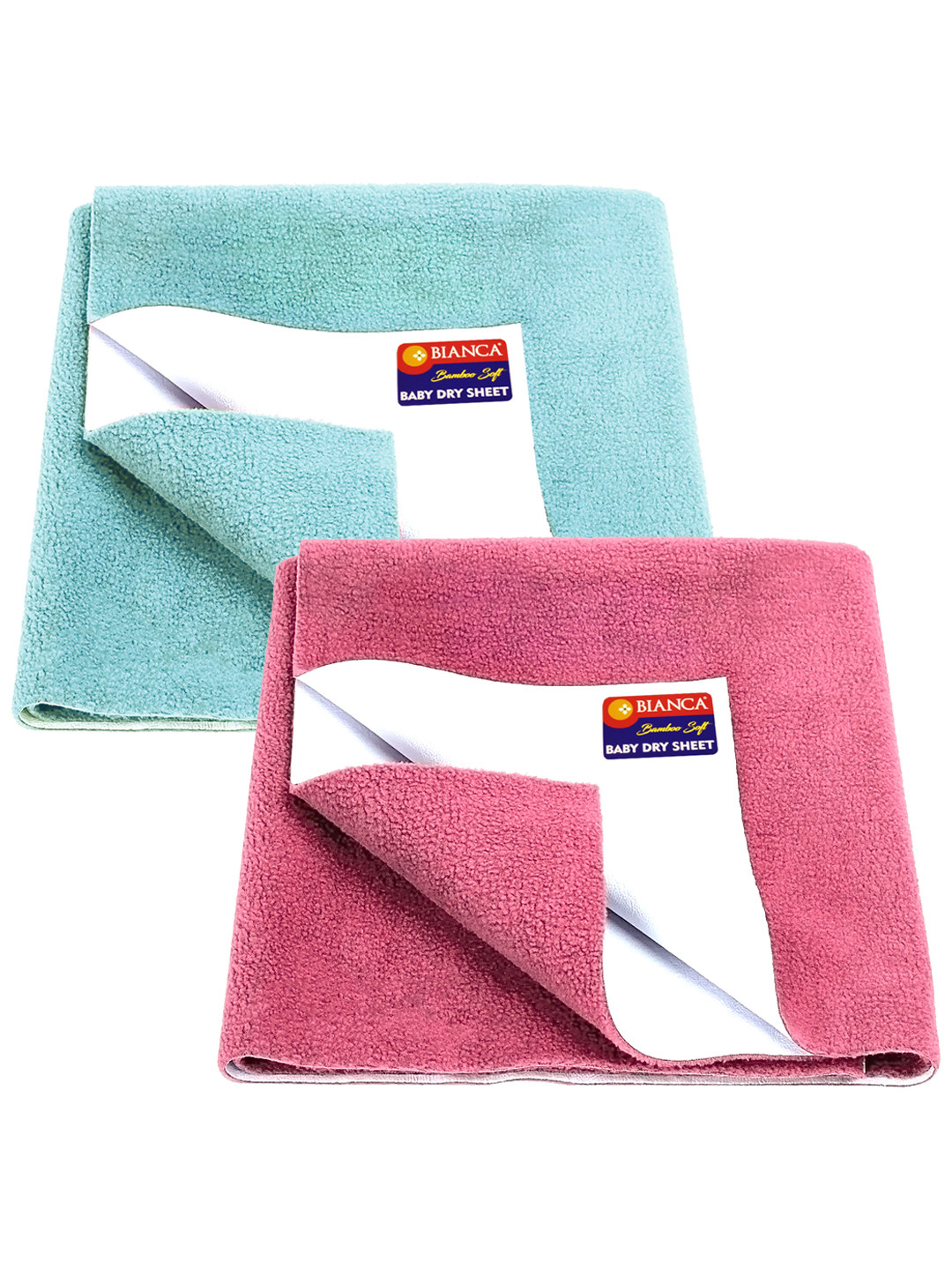BIANCA Infant Kids Pack Of 2 Queen Size Waterproof & Breathable Bamboo-Feel Baby Dry Sheet & Mattress Protector